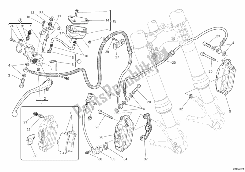 All parts for the Front Brake System of the Ducati Streetfighter S 1100 2012